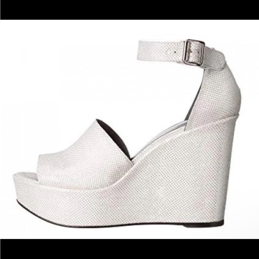 Stuart Weitzman Z3163* Sohogal Womens Argento Noir Open Toe Wedge Sandals